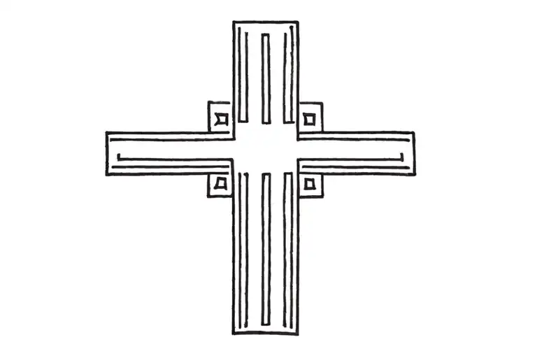 Jerusalem Cross with a 2 stripes above and below it tattoo design idea