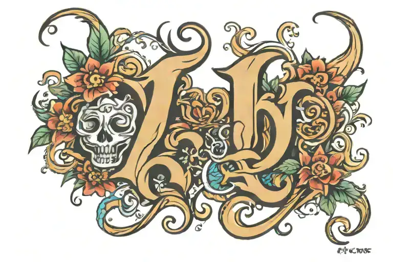 letters d I f t k b tattoo design idea