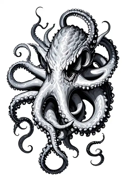 kraken wrapping its tentacles tattoo design idea