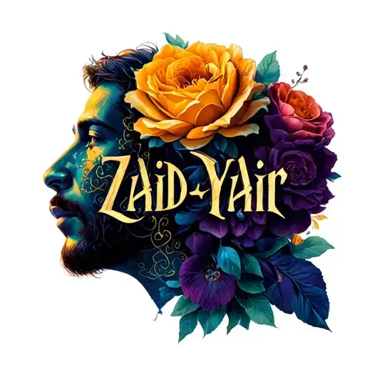 name of my children Zaid-Yair written inside tattoo design idea