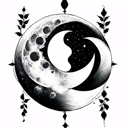 phases of life, moon, balance, masculine, forearm, lines tattoo design idea