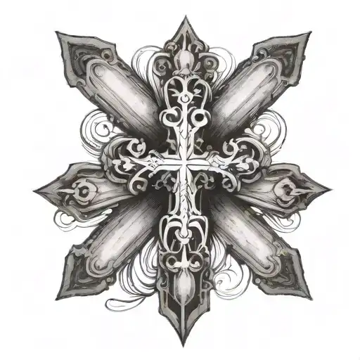 two black bands with cross tattoo design idea