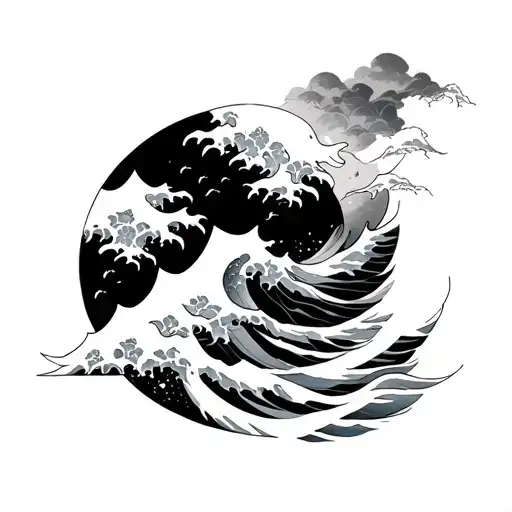 japanese waves tattoo design idea
