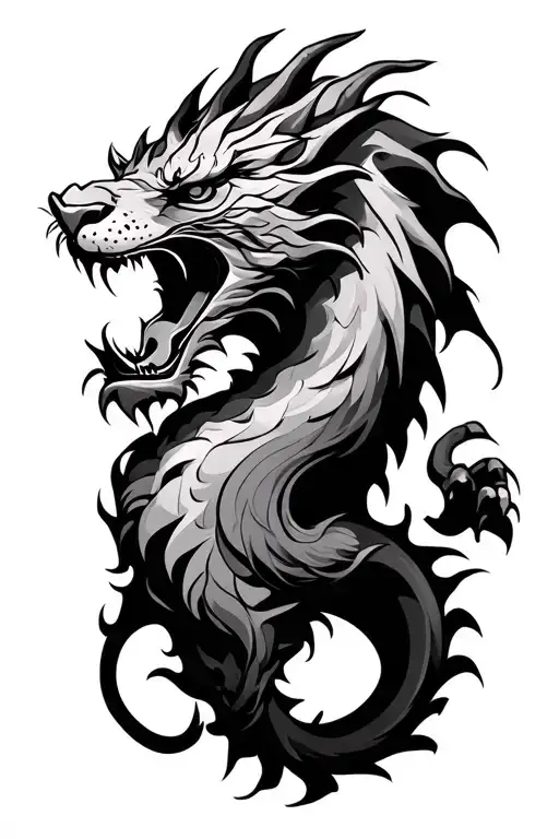 dragon and lion tattoo design idea