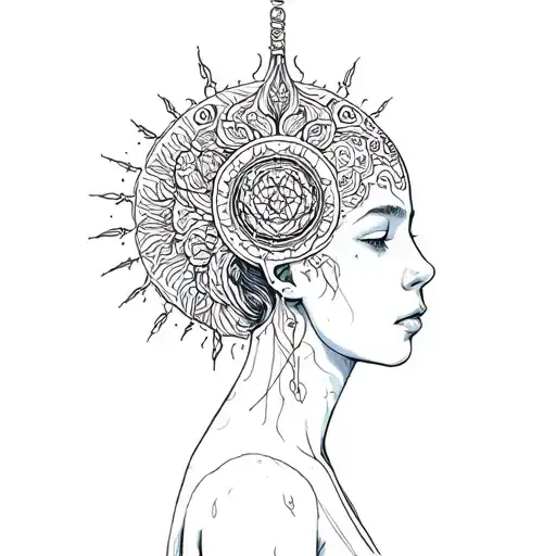 a being connecting with the universal mind to manifest its desires tattoo design idea