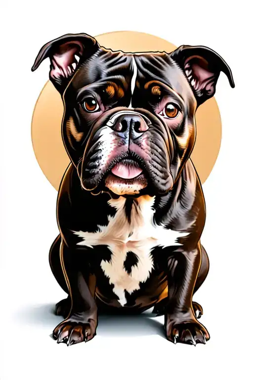 pocket bully dog sitting tattoo design idea