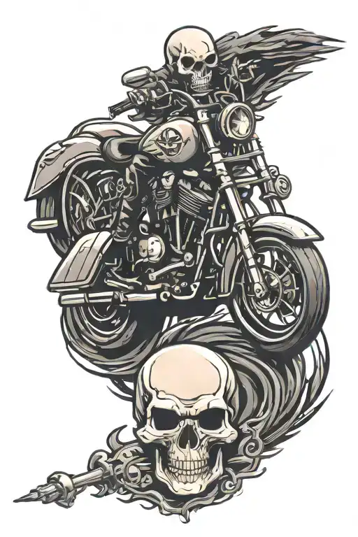 skull and Harley Davidson logo tattoo design idea
