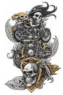 skull and Harley Davidson logo tattoo design idea