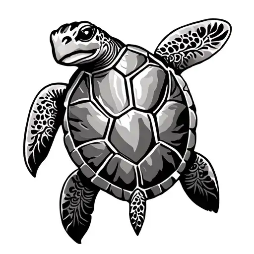Polynesian turtle swimming tattoo design idea
