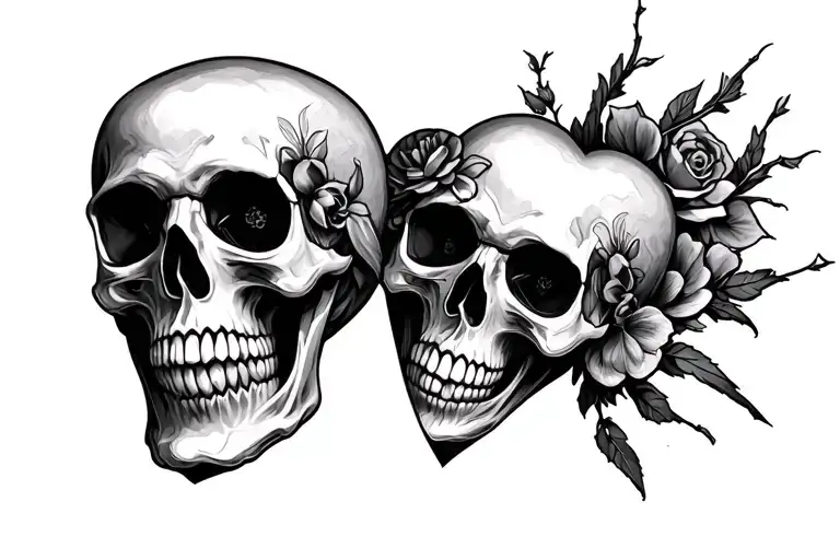 skull heart gothic santa muerte tattoo design idea