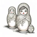 A unique design featuring a Russian nesting doll dressed as a nurse, representing the client's cultural background and profession tattoo design idea