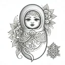 A unique design featuring a Russian nesting doll dressed as a nurse, representing the client's cultural background and profession tattoo design idea