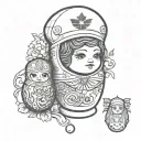 A unique design featuring a Russian nesting doll dressed as a nurse, representing the client's cultural background and profession tattoo design idea