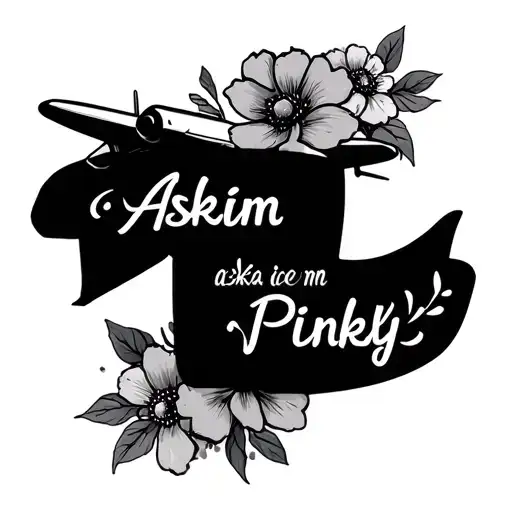"Aşkım " a Pinky promise with flowers and a small plane tattoo design idea