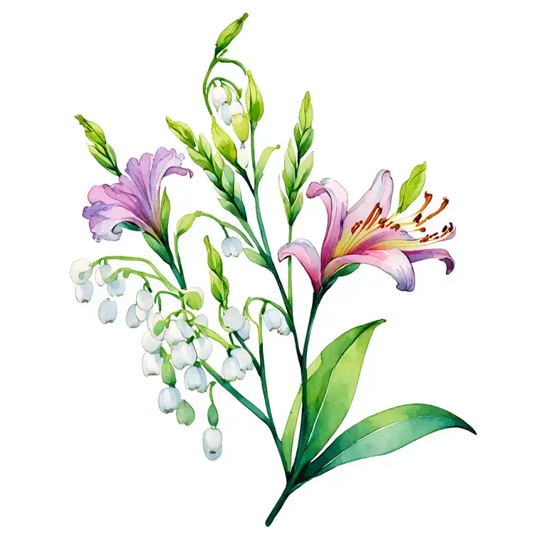 Gladiolus And Lily Of The Valley tattoo design idea