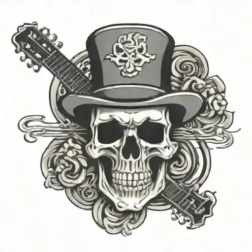 skull Guitar Irish hat tattoo design idea