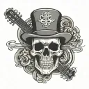 skull Guitar Irish hat tattoo design idea