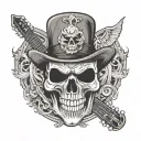 skull Guitar Irish hat tattoo design idea