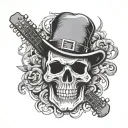 skull Guitar Irish hat tattoo design idea