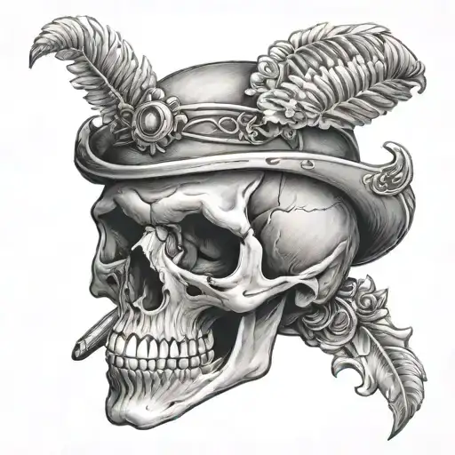 realistic skull portrait with GP tattoo design idea