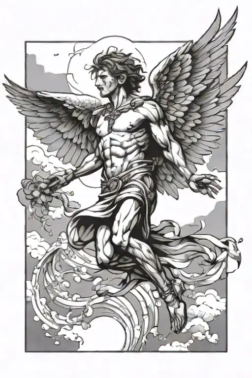 Icarus falling from the sky tattoo design idea