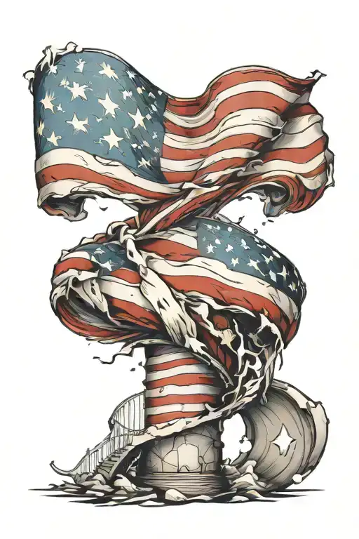 american flag downward spiral tattoo design idea