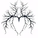 Smooth, branching lines like soft energy veins. Organic and calm, no shading, natural anatomical flow. tattoo design idea