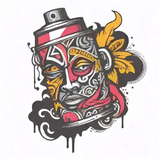 spray can with face tattoo design idea