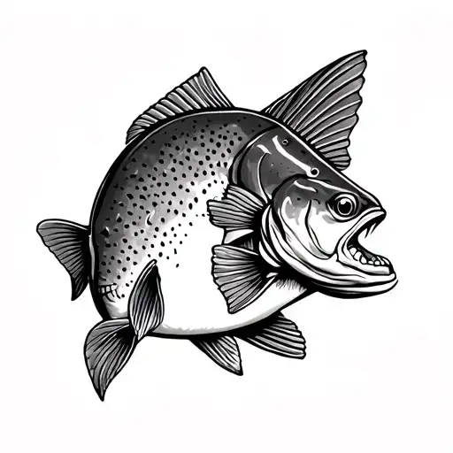half rainbow trout half smallmouth bass tattoo design idea