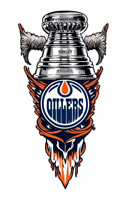 Stanley Cup with Oilers Logo tattoo design idea