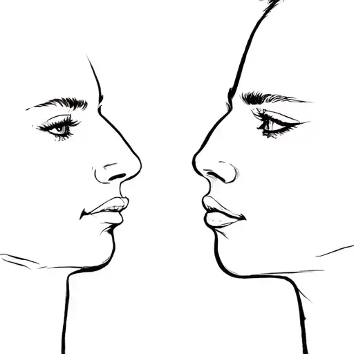 Two faces looking each way, to look like they trying to get away tattoo design idea