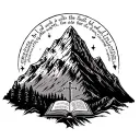 mountain w crosses and a bible verse tattoo design idea