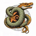 ouroboros snake biting its tail tattoo design idea