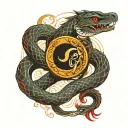 ouroboros snake biting its tail tattoo design idea