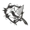 cardinal flying silhouette tattoo design idea