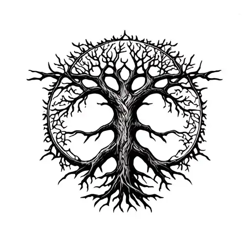 erdtree symbol mixed with tree of Gondor intertwined  tattoo design idea