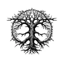 erdtree symbol mixed with tree of Gondor intertwined  tattoo design idea