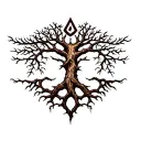 erdtree symbol mixed with tree of Gondor intertwined  tattoo design idea