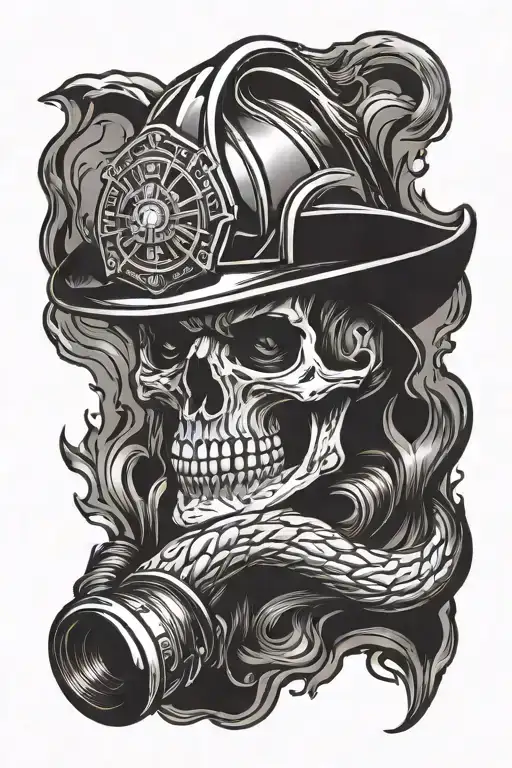 firefighter skull sleeve tattoo tattoo design idea