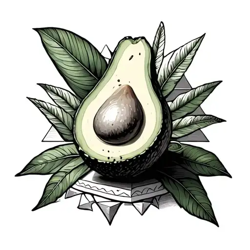 avocado, mexican, pyramid tattoo design idea