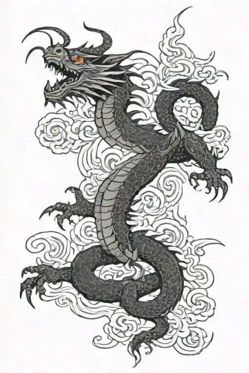 dragon And death tattoo design idea