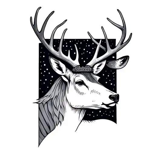 minimalist sami tattoo, aurora reindeer lapland tattoo design idea