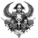 AMDG surrounded by fratres per arbitrium tattoo design idea