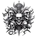AMDG surrounded by fratres per arbitrium tattoo design idea