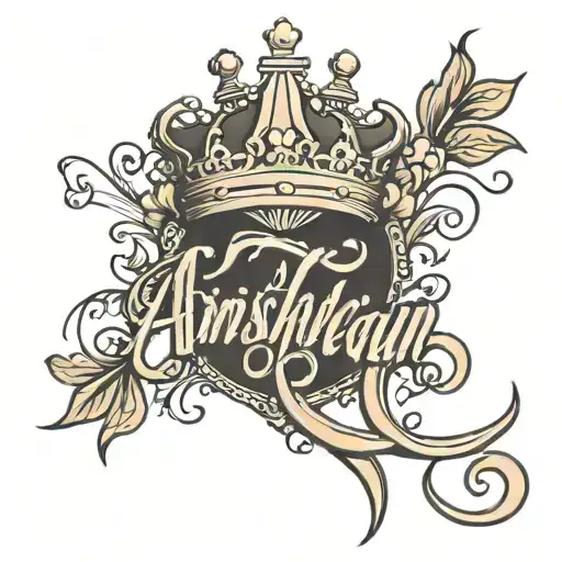 the name of Anishelian in cursive with a crown in the letter A tattoo design idea