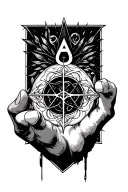 Wiccan nature inspired hand tattoo with wedding and harmony rune as the ring finger tattoo design idea