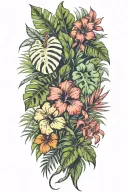 tropical plants tattoo design idea