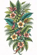 tropical plants tattoo design idea