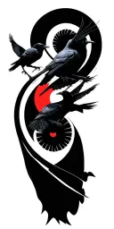 itatchi sharingan with crows flying tattoo design idea