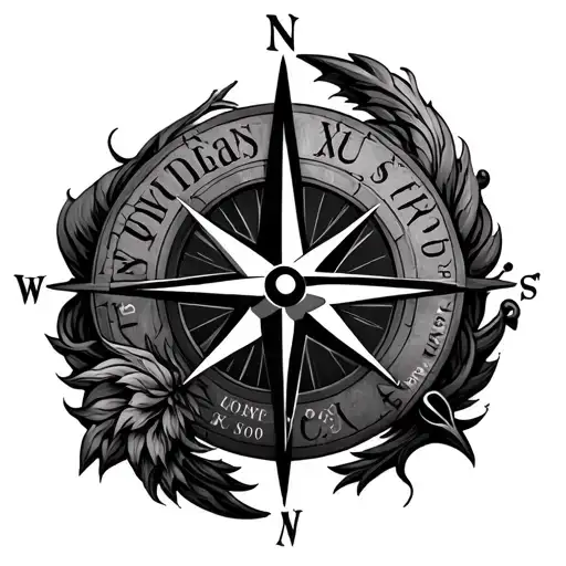 4 stoic virtues on a compass tattoo design idea